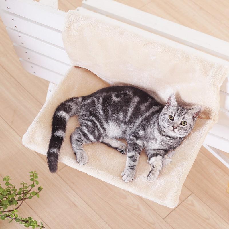 Deluxe Cat Hammock Bed - Plush Fabric Comfort - White