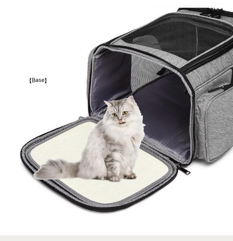 Extendable Travel Pet Bag - Portable Pet Carrier for Dogs & Cats - Grey