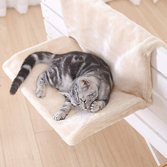 Deluxe Cat Hammock Bed - Plush Fabric Comfort - White