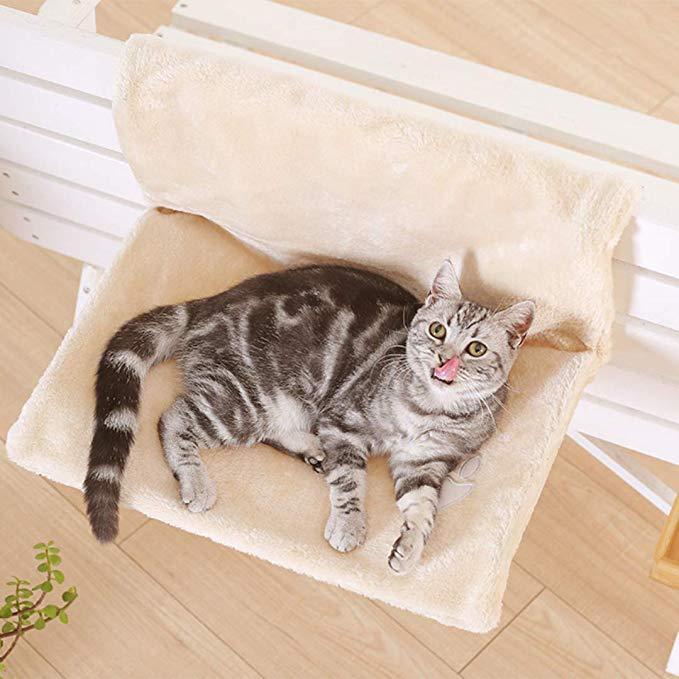 Deluxe Cat Hammock Bed - Plush Fabric Comfort - White