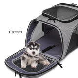 Extendable Travel Pet Bag - Portable Pet Carrier for Dogs & Cats - Grey